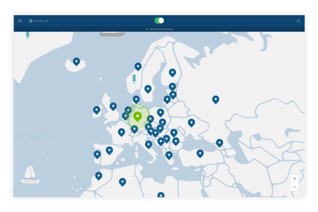 Choix de la localisation du VPN