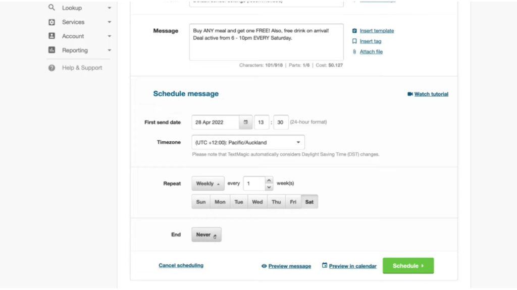 Création d'une campagne SMS sur TextMagic