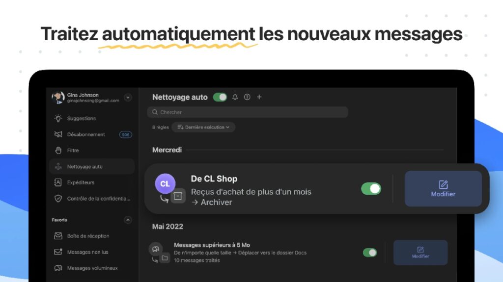 Traitement automatique des nouveaux emails entrants