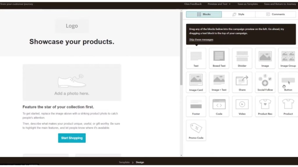 Création et personnalisation d'un email sur Mailchimp