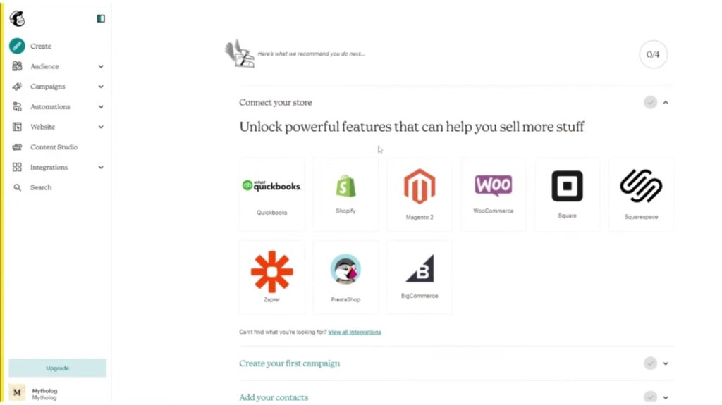 Interface de Mailchimp