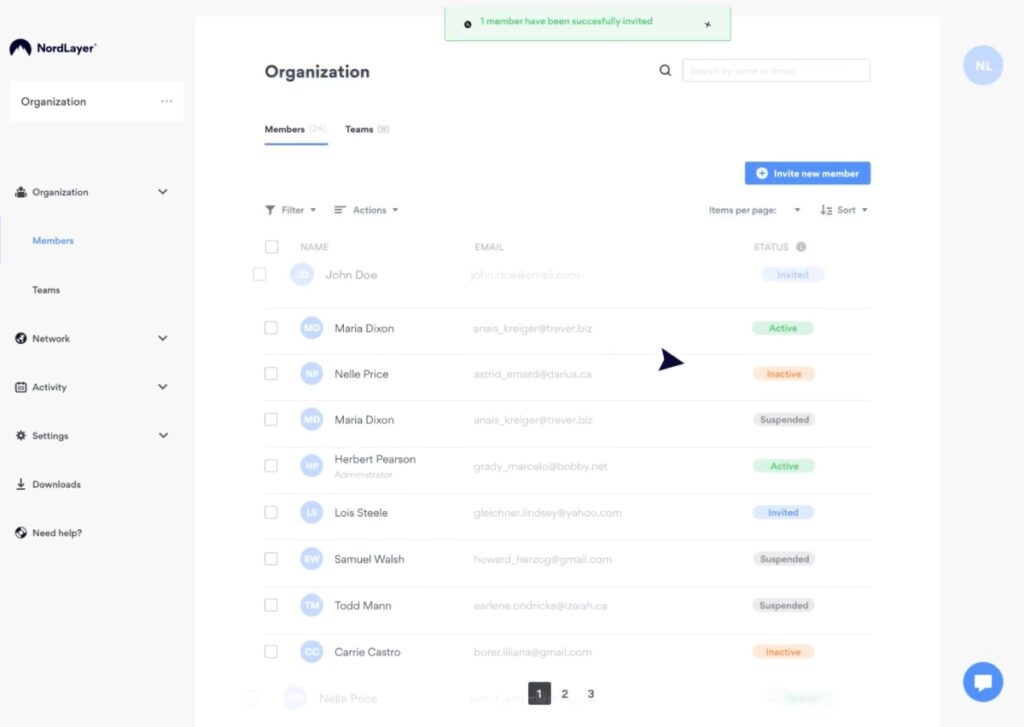 Organisation sur NordLayer