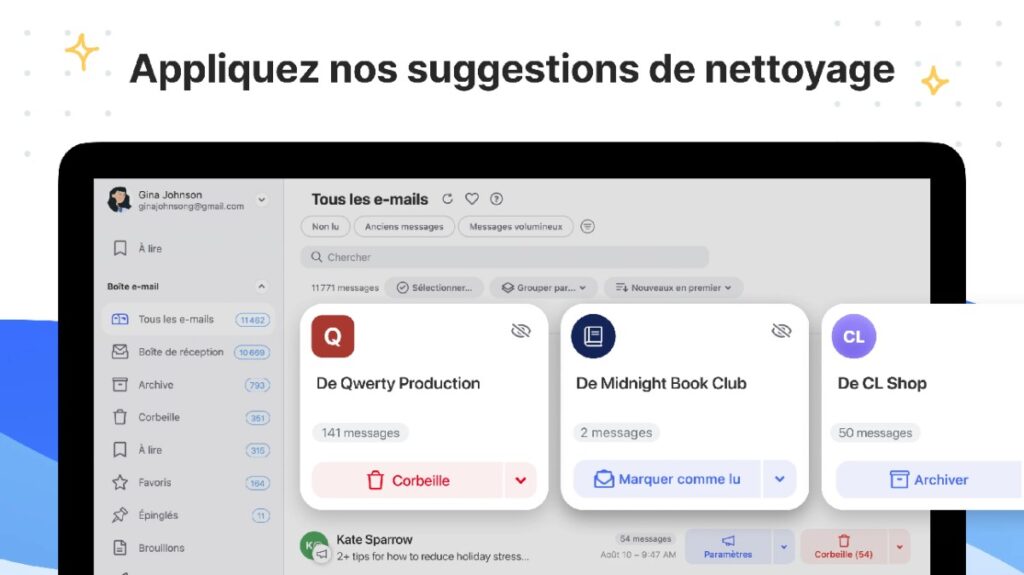 Suggestions de nettoyage de boite mail