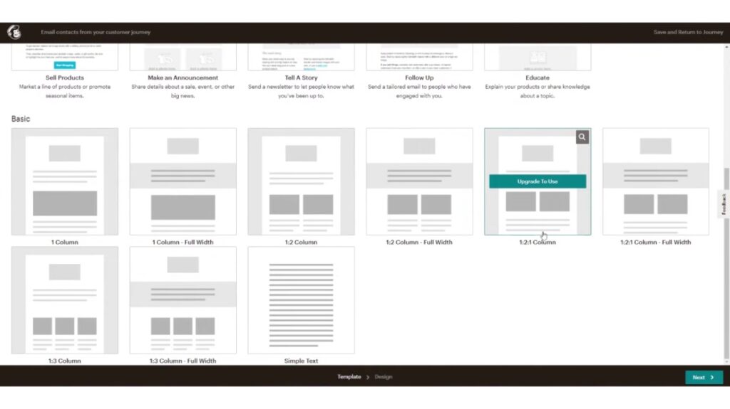 Modèles d'emails sur Mailchimp