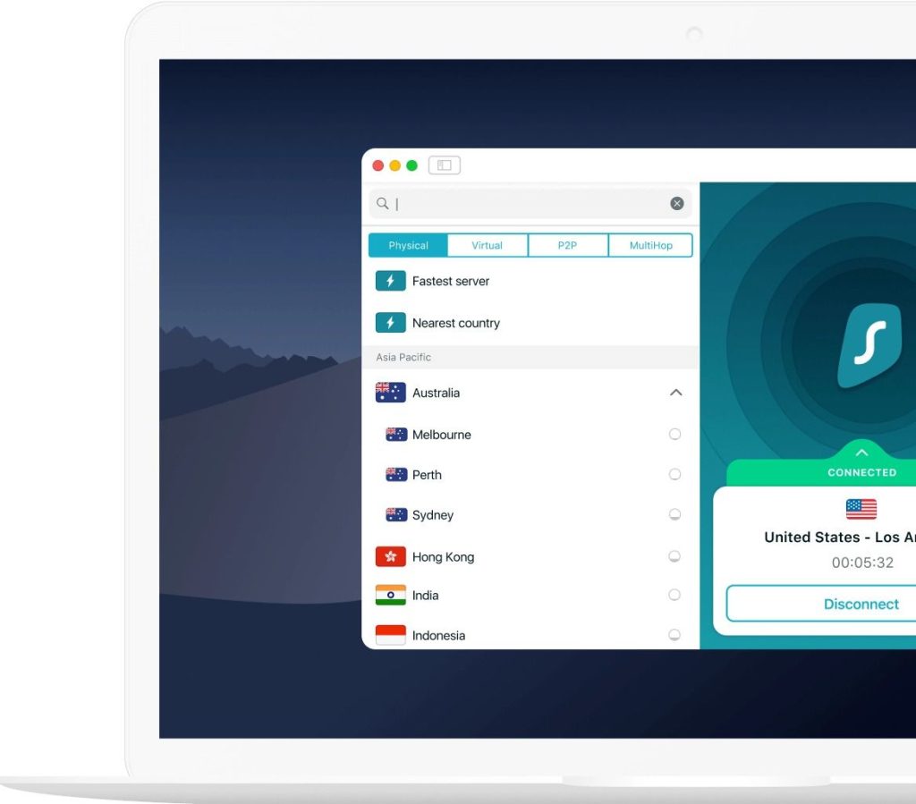 Choix de la localisation VPN