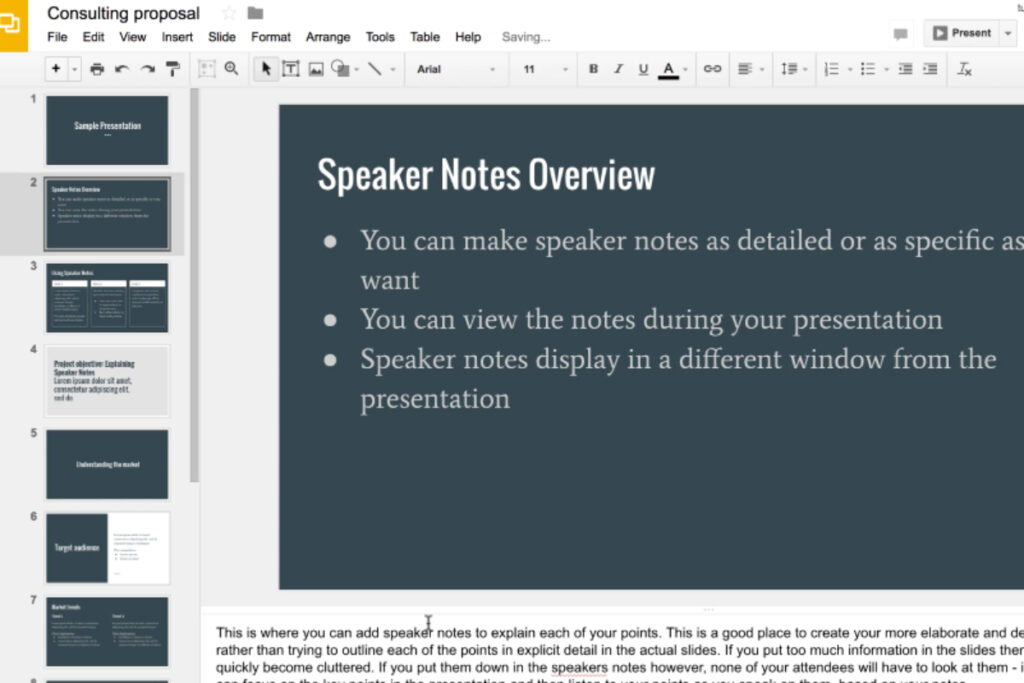Diaporama sur Google Slides