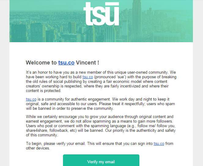 Email confirmation inscription TSU