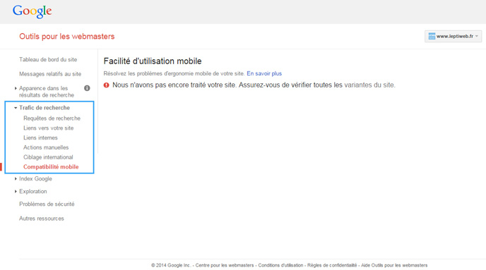 Outil Google Test ergonomie site mobile