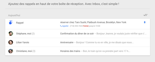 Rappels Gmail Inbox