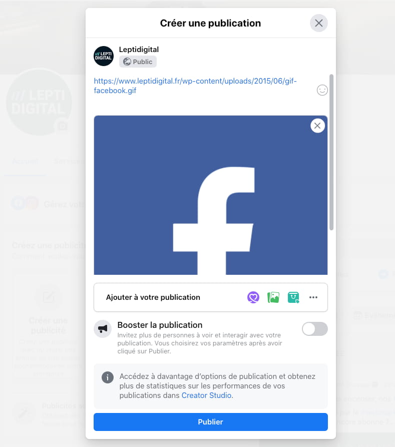 insérer gif page Facebook
