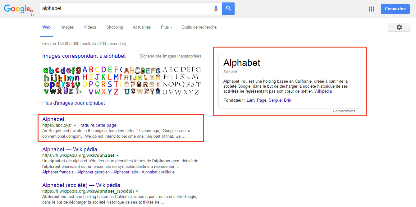 Recherche alphabet google