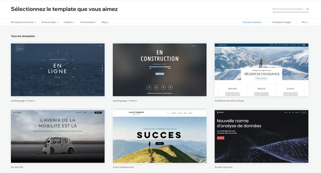 exemples sites web wix
