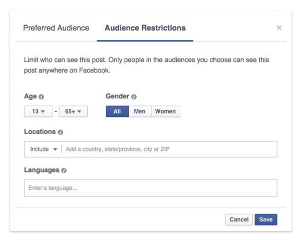 audience restriction facebook