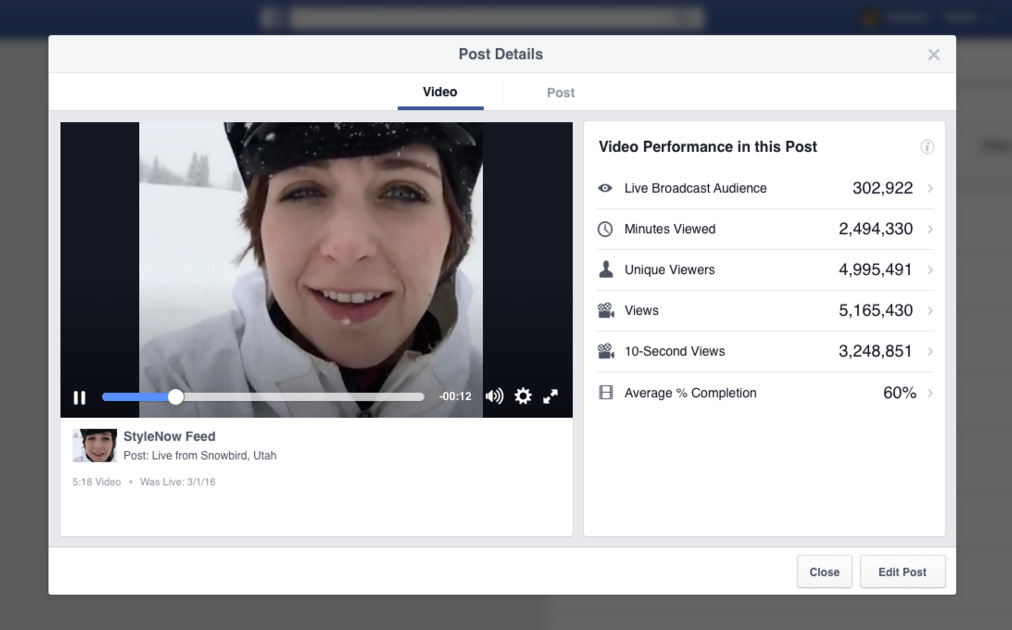 rapport video facebook live