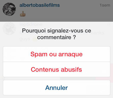 signalement commentaire instagram