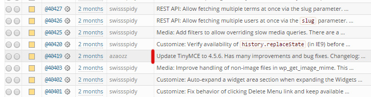 maj tinyMCE WordPress 4.7.4