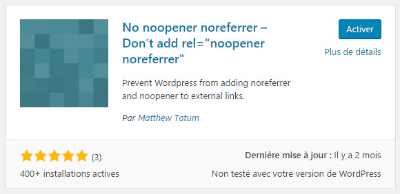 plugin WordPress noopener noreferrer