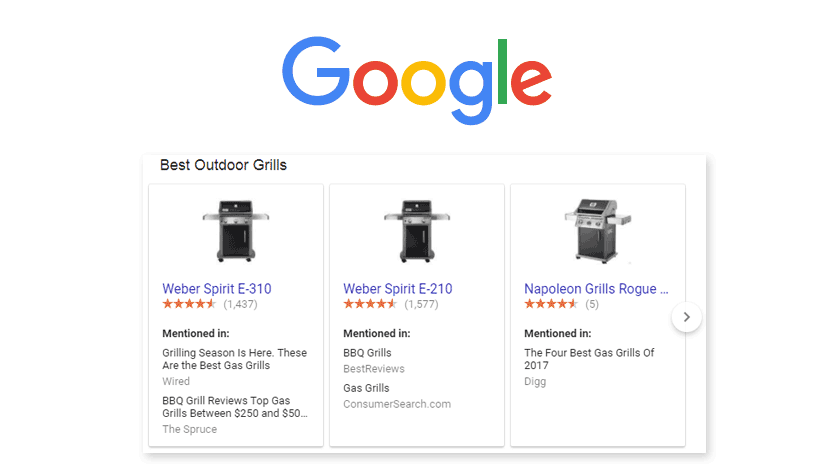 Google teste l’affichage d’un carrousel des meilleurs produits associés à une requête !