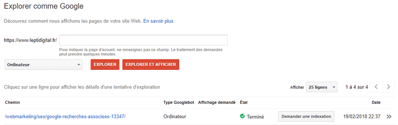explorer comme google search console