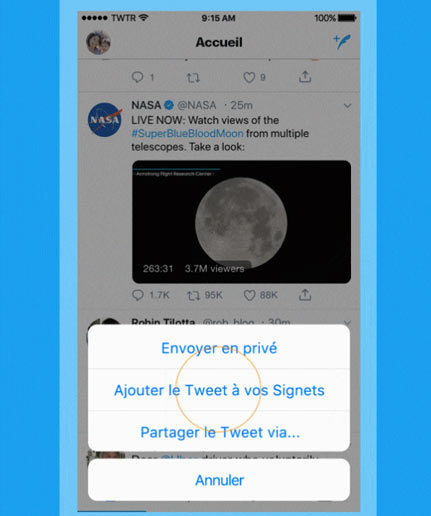 ajouter tweets signets