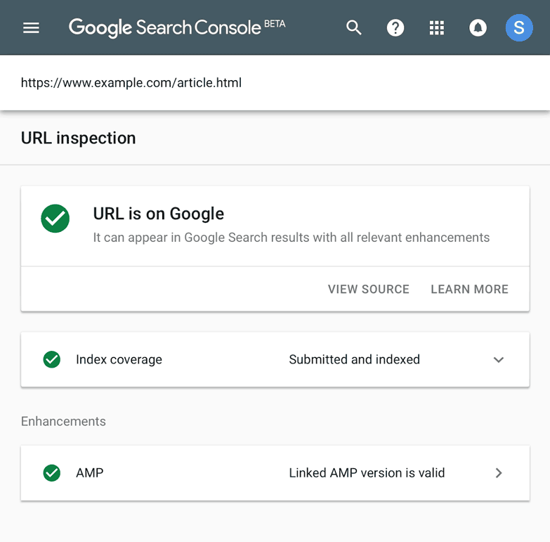 test url search console