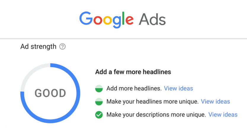 google ads strength
