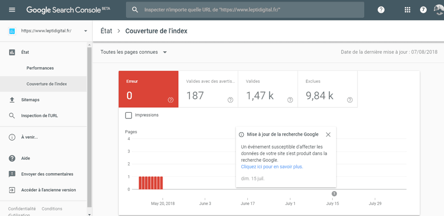 index coverage report search console