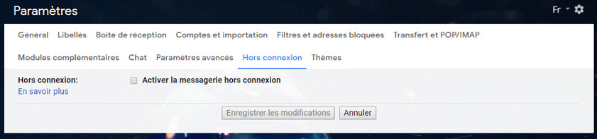 activer gmail hors connexion