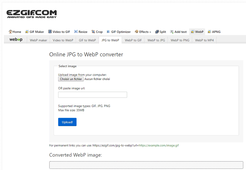 images webp de conversion ezgif