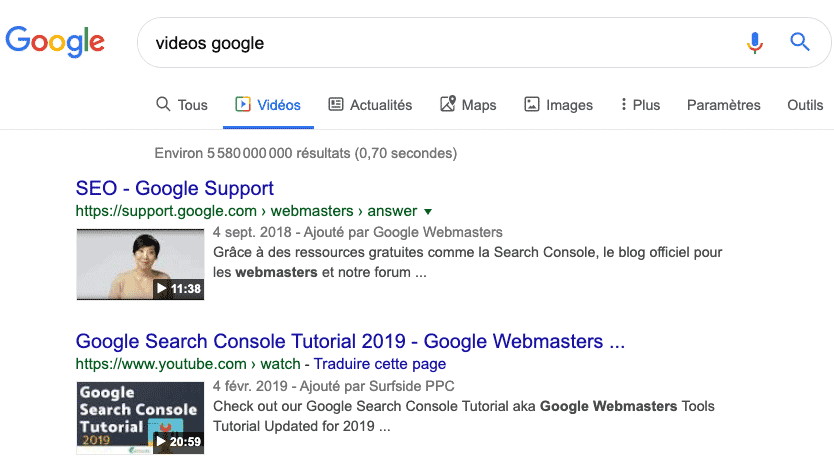 video search console