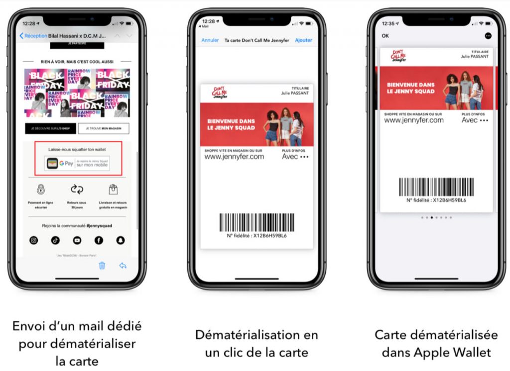 Dématérialisation de la carte Don't Call Me Jennyfer dans Apple Pay