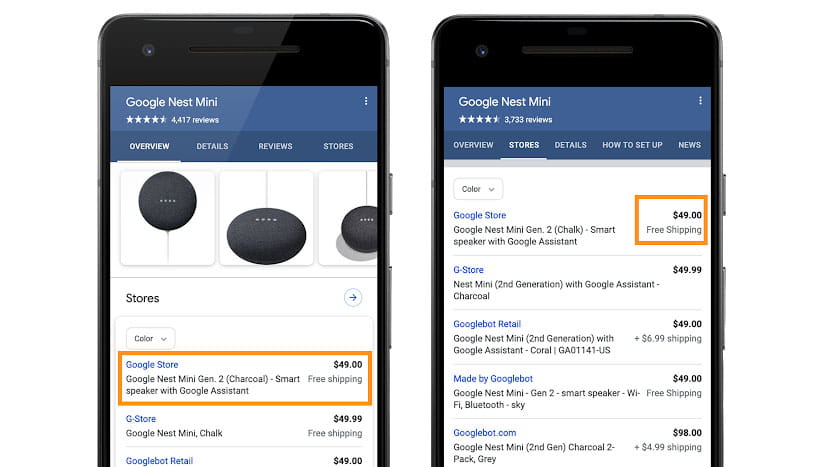 shipping details google france