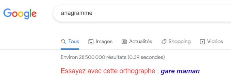 Easter Egg de l'anagramme sur Google