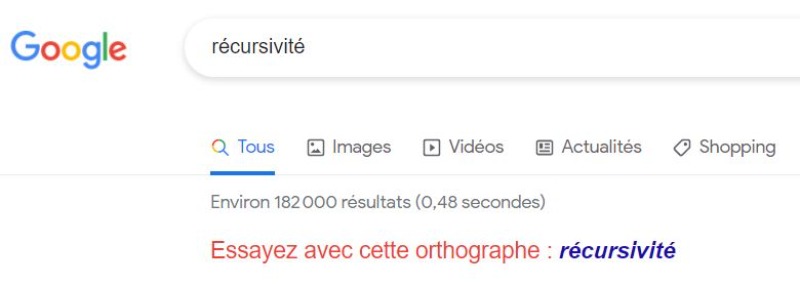 Easter Egg de la récursivité sur Google