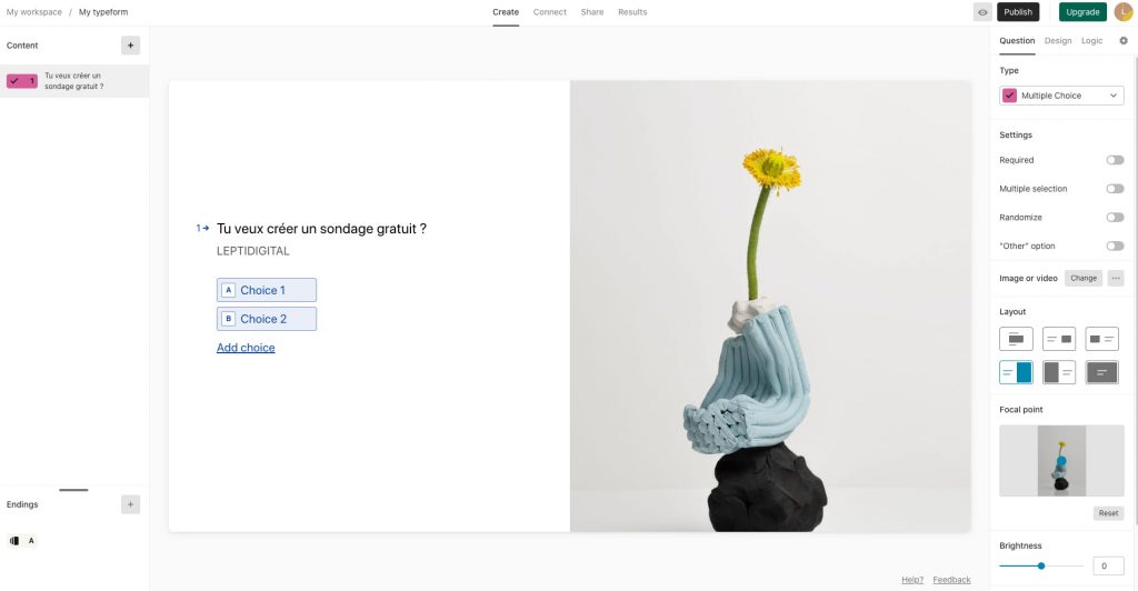 créer questionnaire gratuit Typeform
