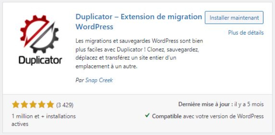 L'extension Duplicator pour migrer ton site WordPress