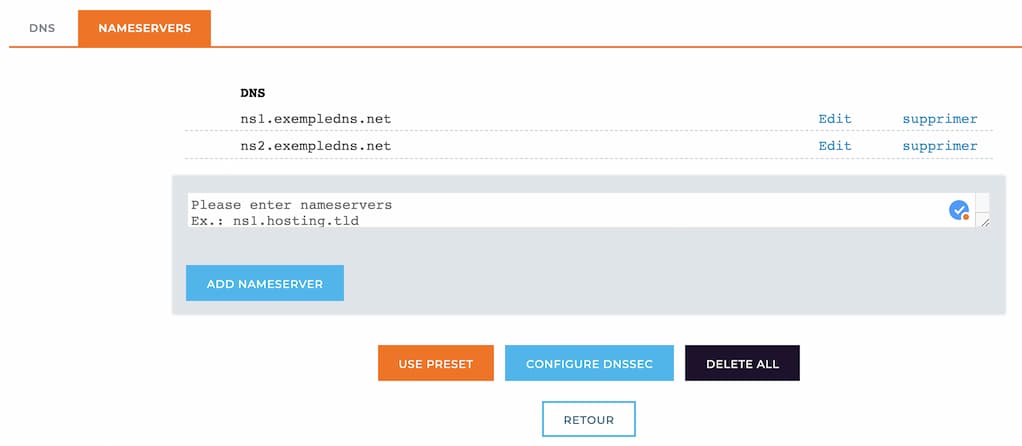 modifier dns domaine