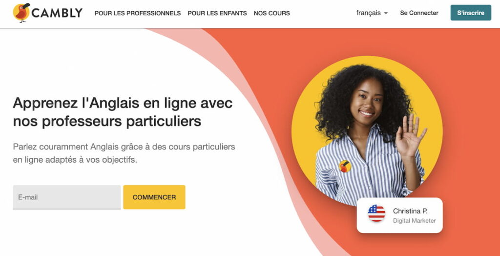 apprendre l'anglais en ligne avec Cambly