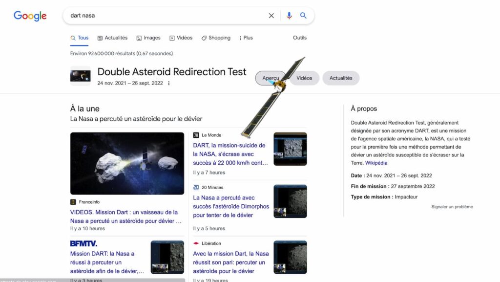 easter egg nasa dart google