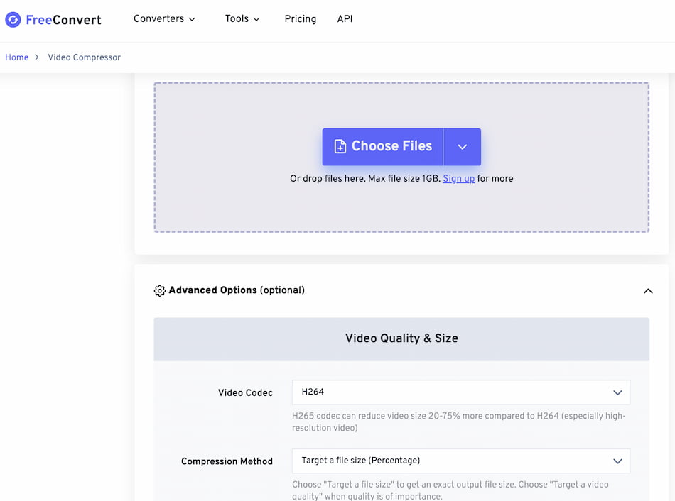FreeConvert - Compression de vidéo en ligne