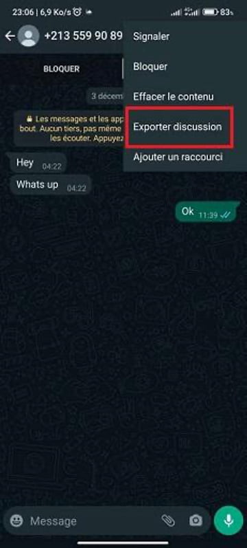 exporter discussion whatsapp android