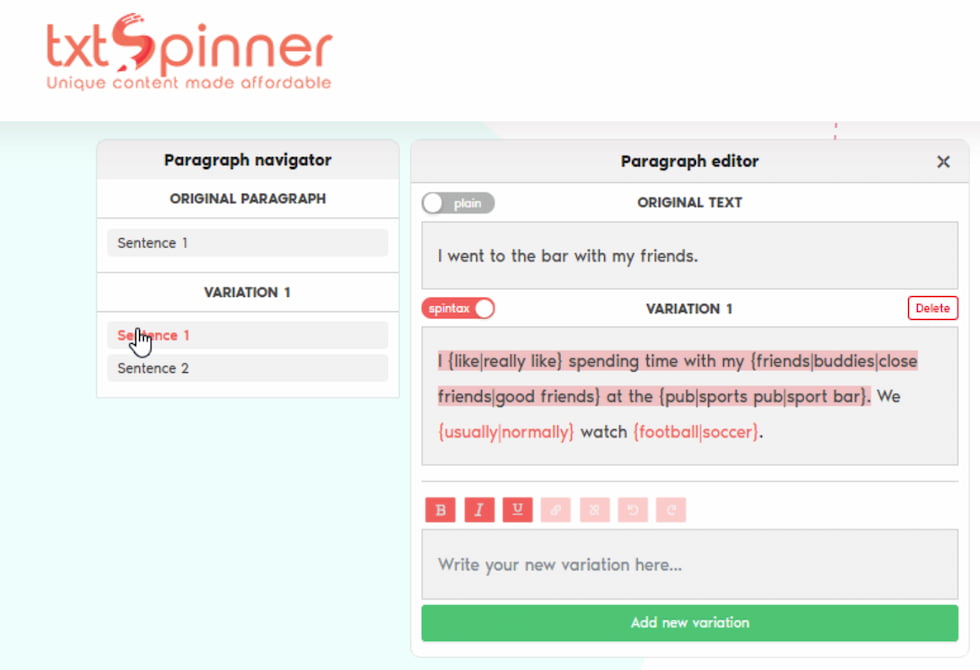content spinning tool Txtspinner
