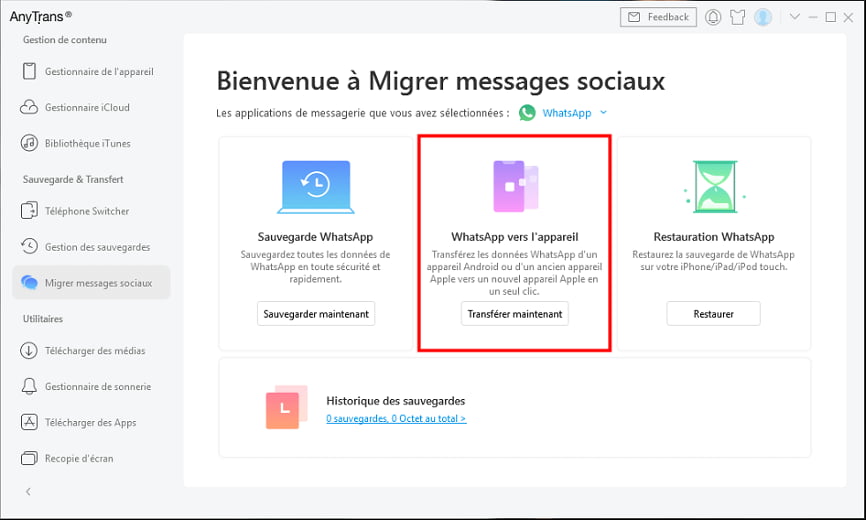 transfert whatsapp android iPhone
