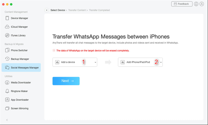 transfert whatsapp entre iPhone