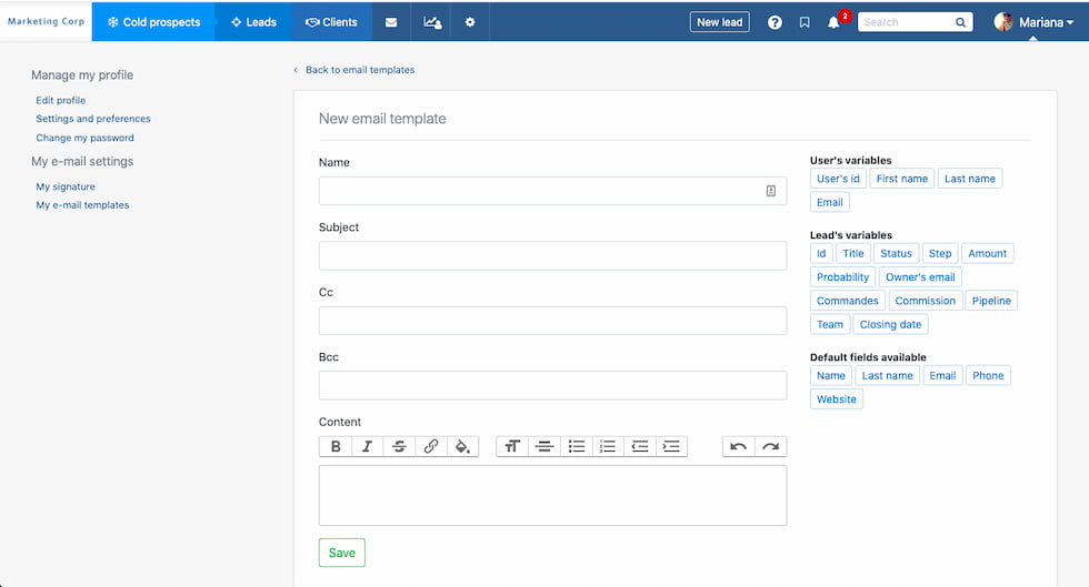 nocrm email templates