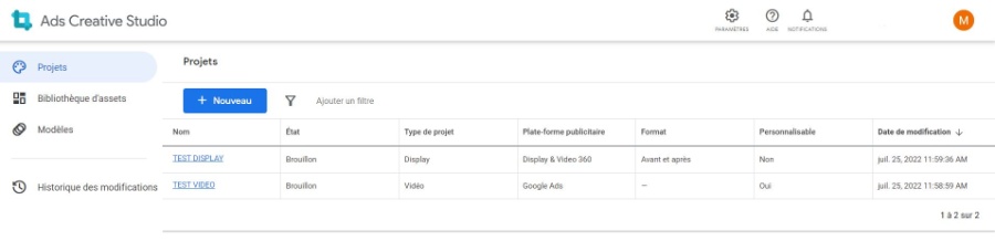 پروژه‌ها را از Google Ads Creative Studio ایجاد کنید