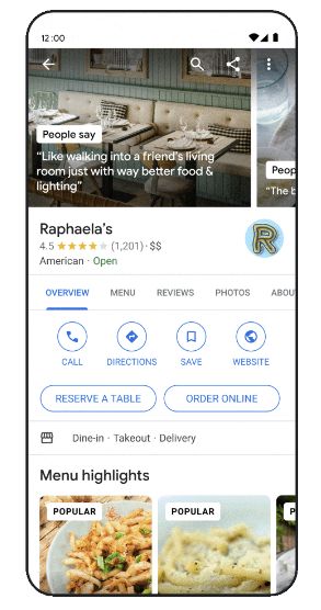 غذاهای تخصصی رستوران Google Maps