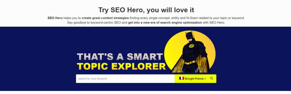 SEO Hero : page d'accueil