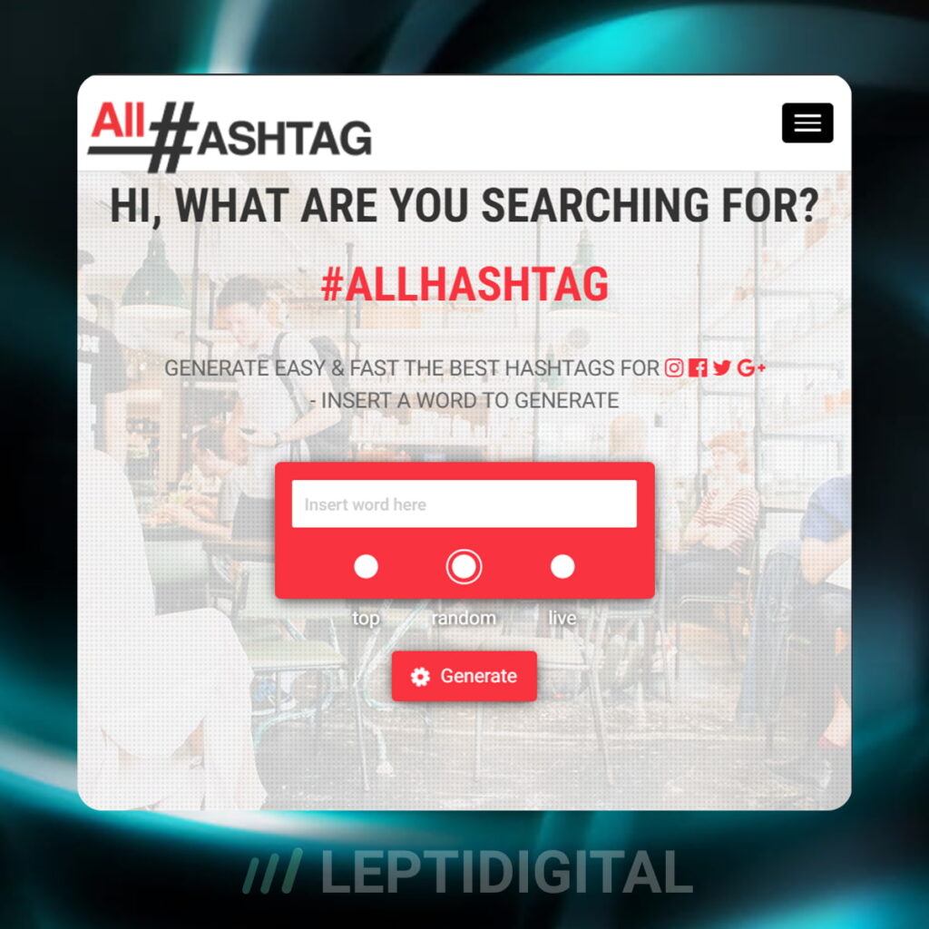 Aperçu du site web AllHashtag