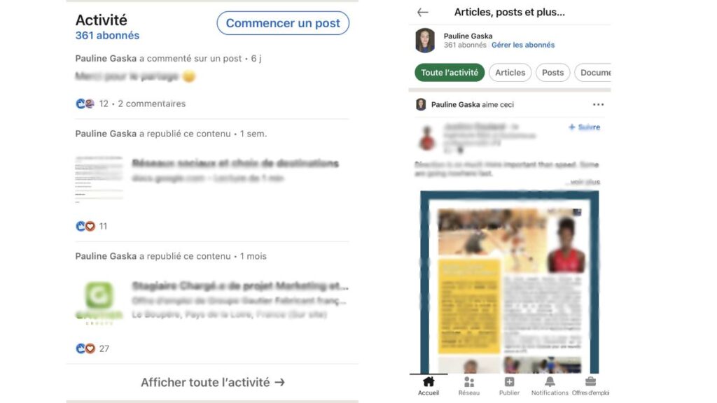 activité LinkedIn